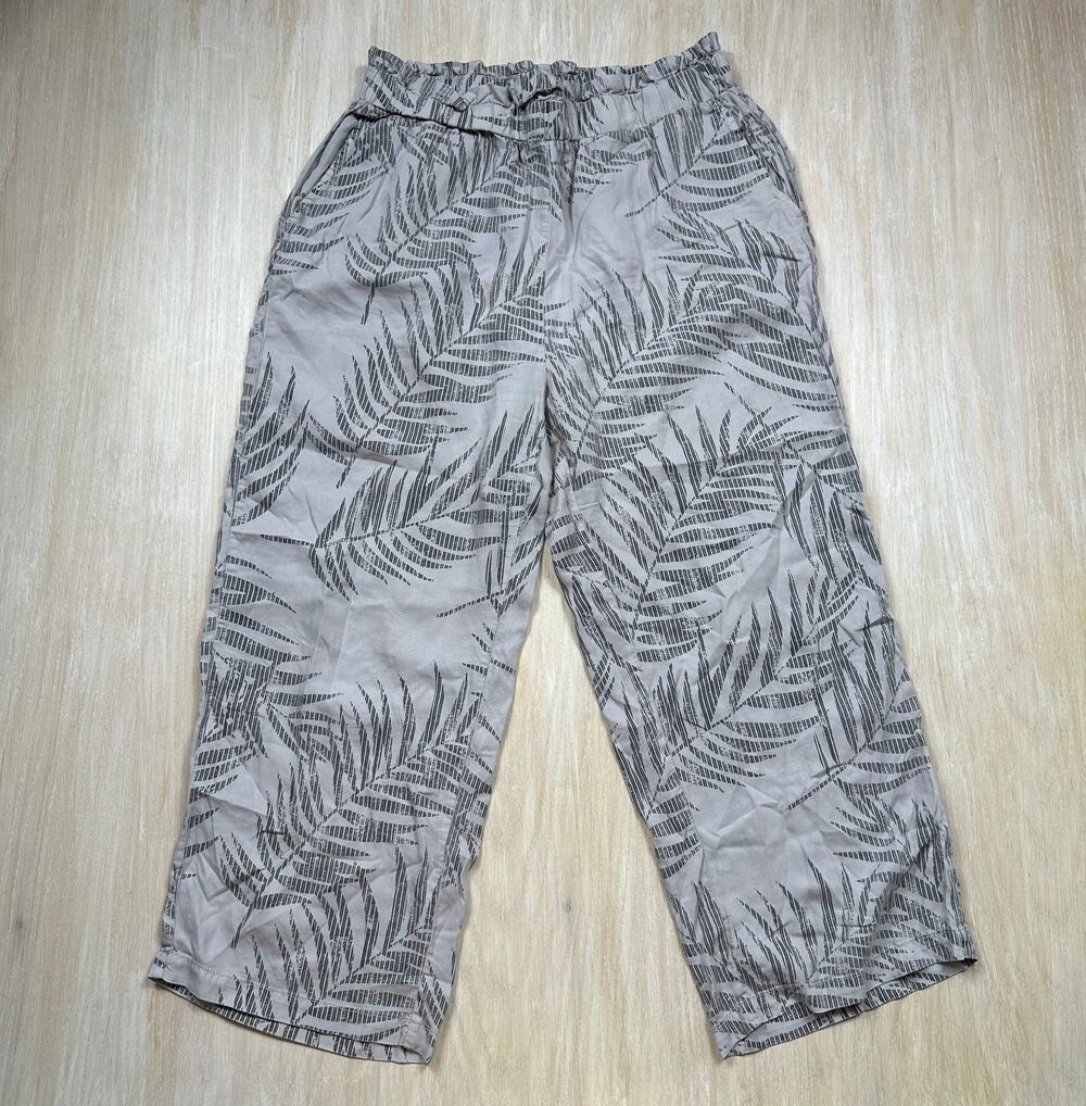 Jane & Delancey Tropical Palm Leaf Boho Resort Lyocell Wide Leg Crop Pants Large